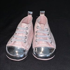 Pink & Silver Baby BeBe shoes . Never worn .